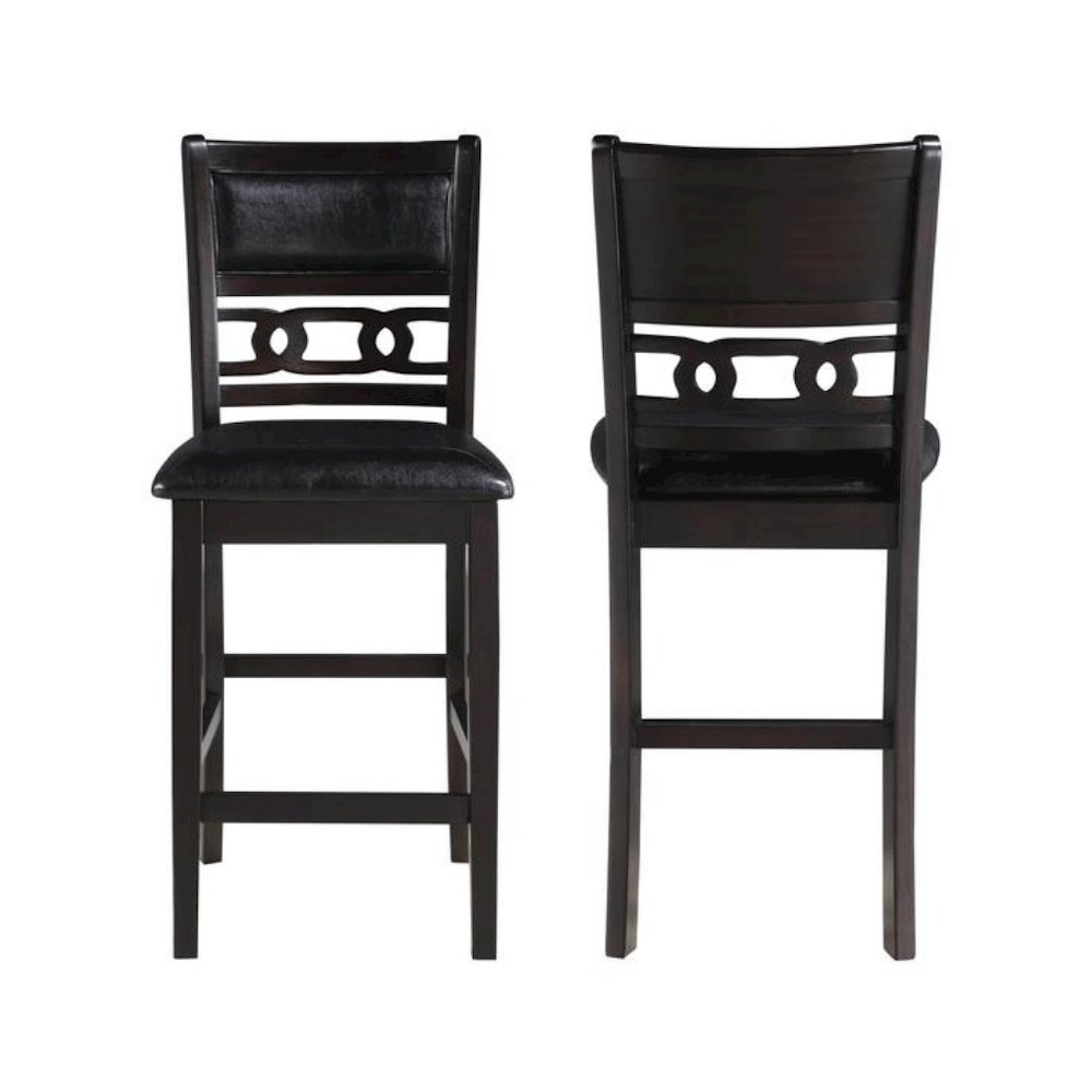 Solid Wood Counter Chairs Set of 2 Ebony Black. Picture 1