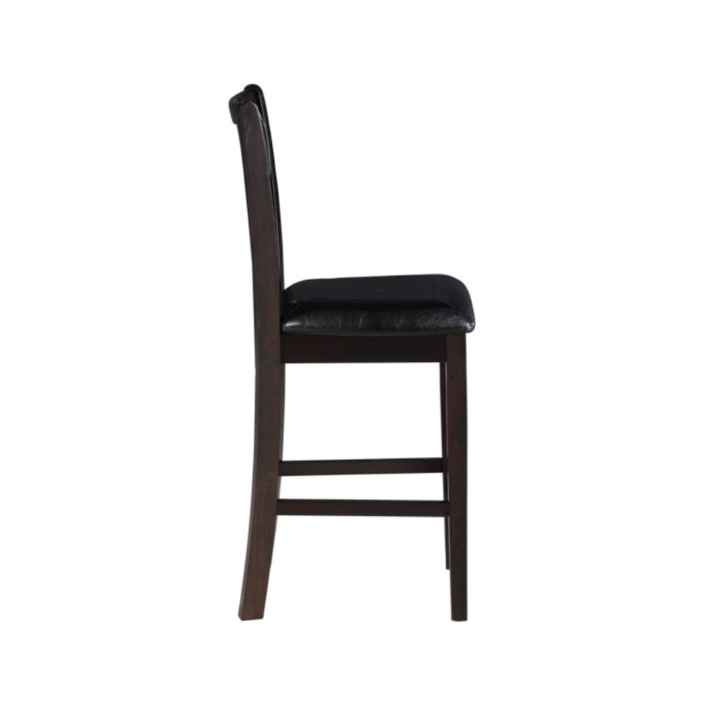 Solid Wood Counter Chairs Set of 2 Ebony Black. Picture 2
