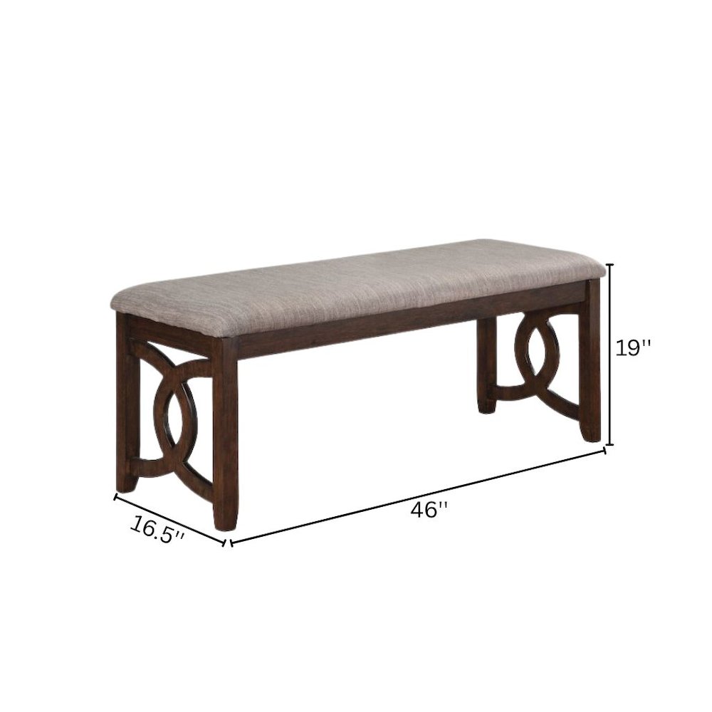Brown Cherry Solid Wood 46 Inch Upholstered Bench For Dining Room. Picture 7