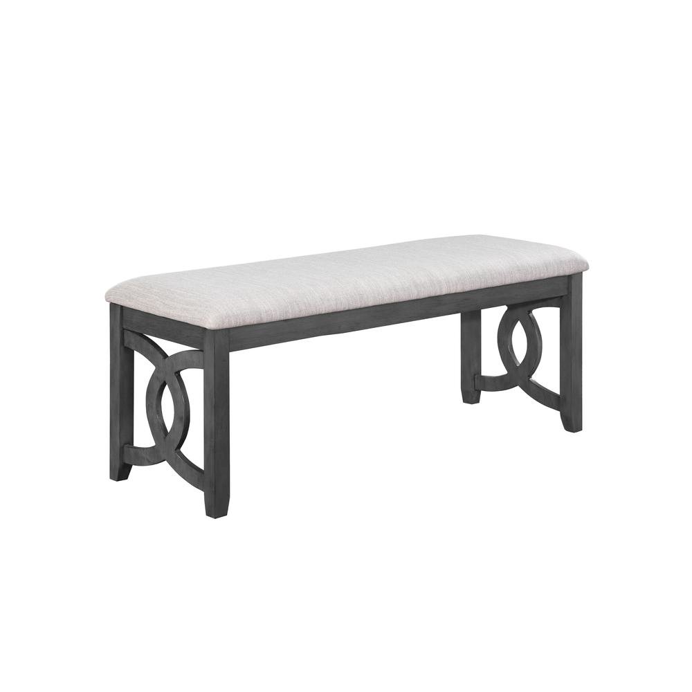 Gray Upholstered End of Bed Bench – Solid Wood Bedroom or Dining Bench. Picture 1