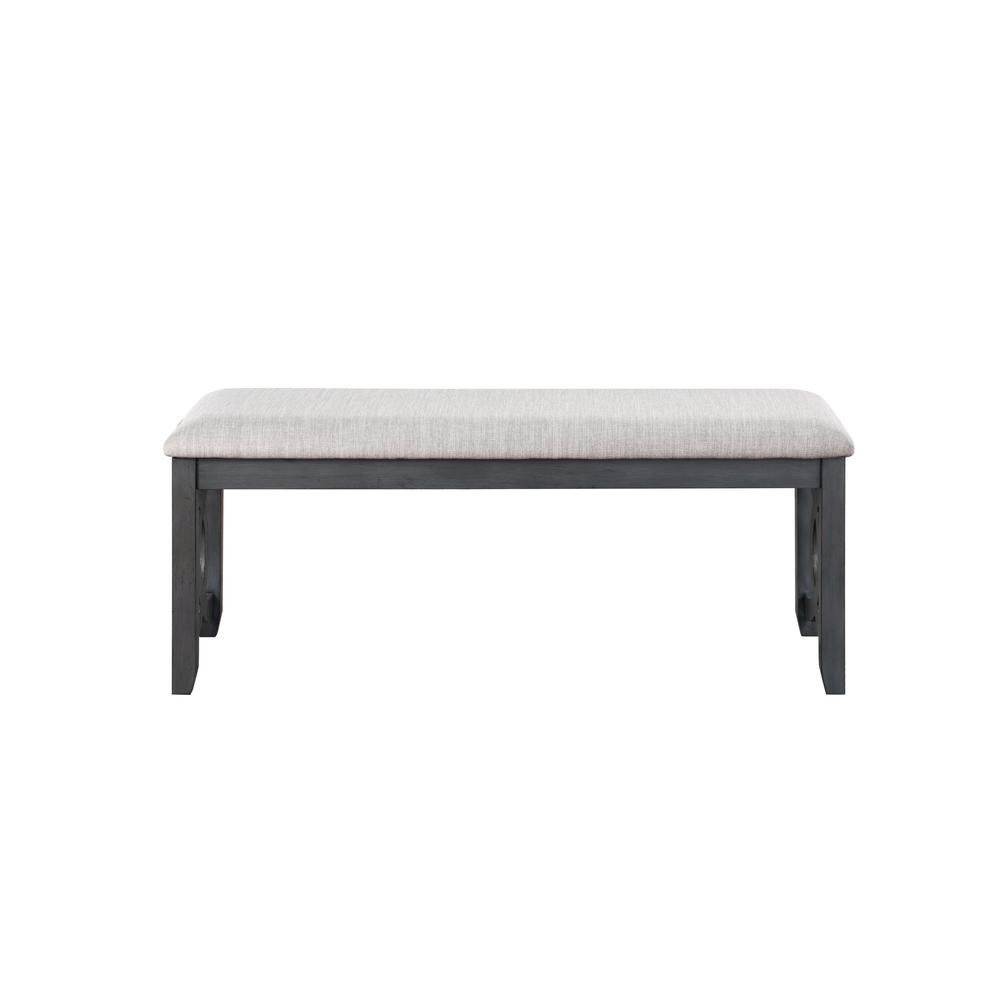Gray Upholstered End of Bed Bench – Solid Wood Bedroom or Dining Bench. Picture 4