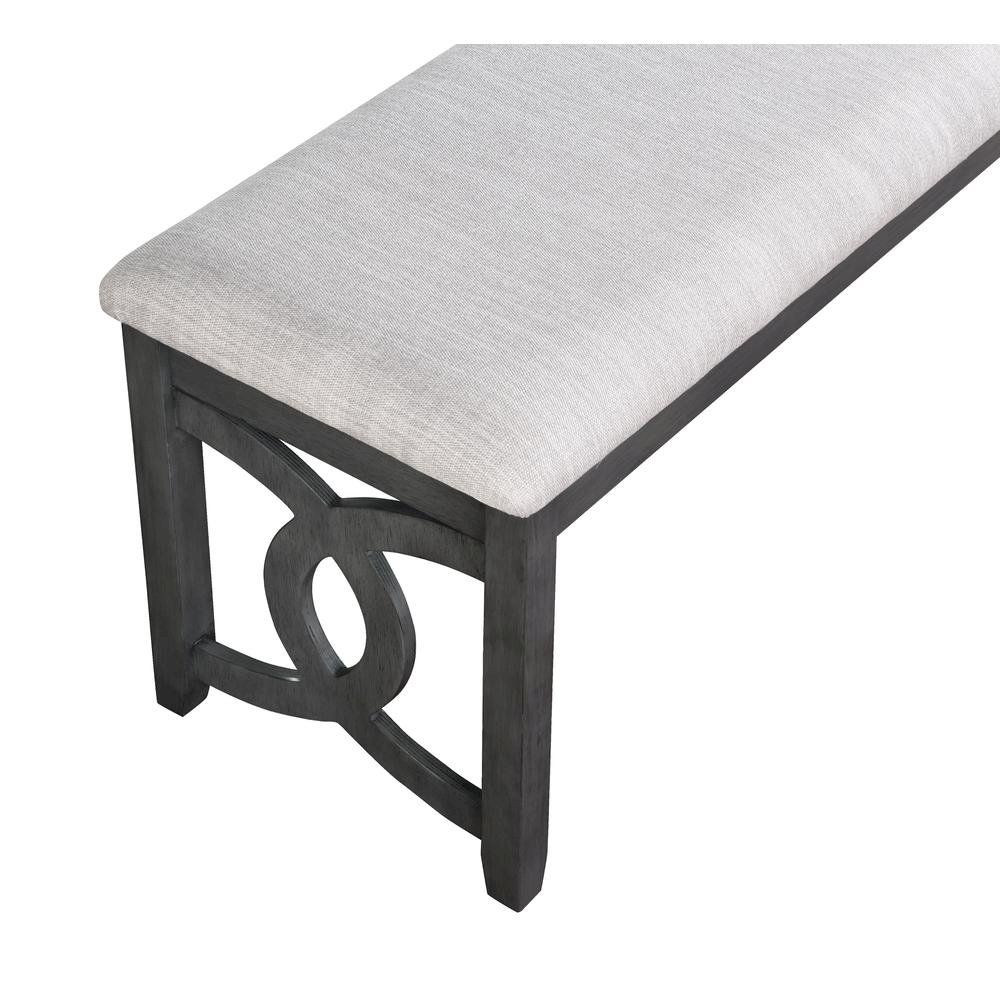 Gray Upholstered End of Bed Bench – Solid Wood Bedroom or Dining Bench. Picture 5