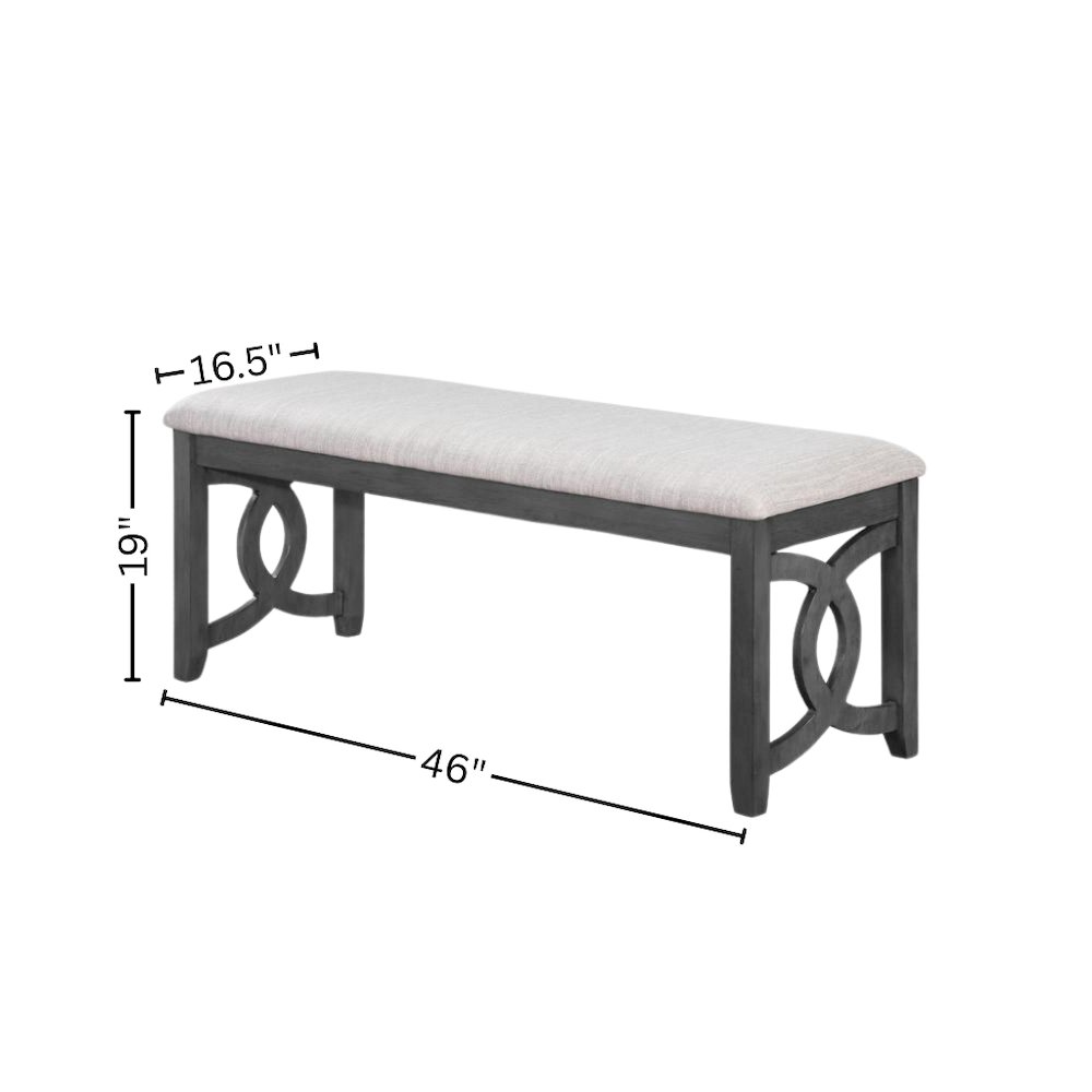 Gray Upholstered End of Bed Bench – Solid Wood Bedroom or Dining Bench. Picture 6