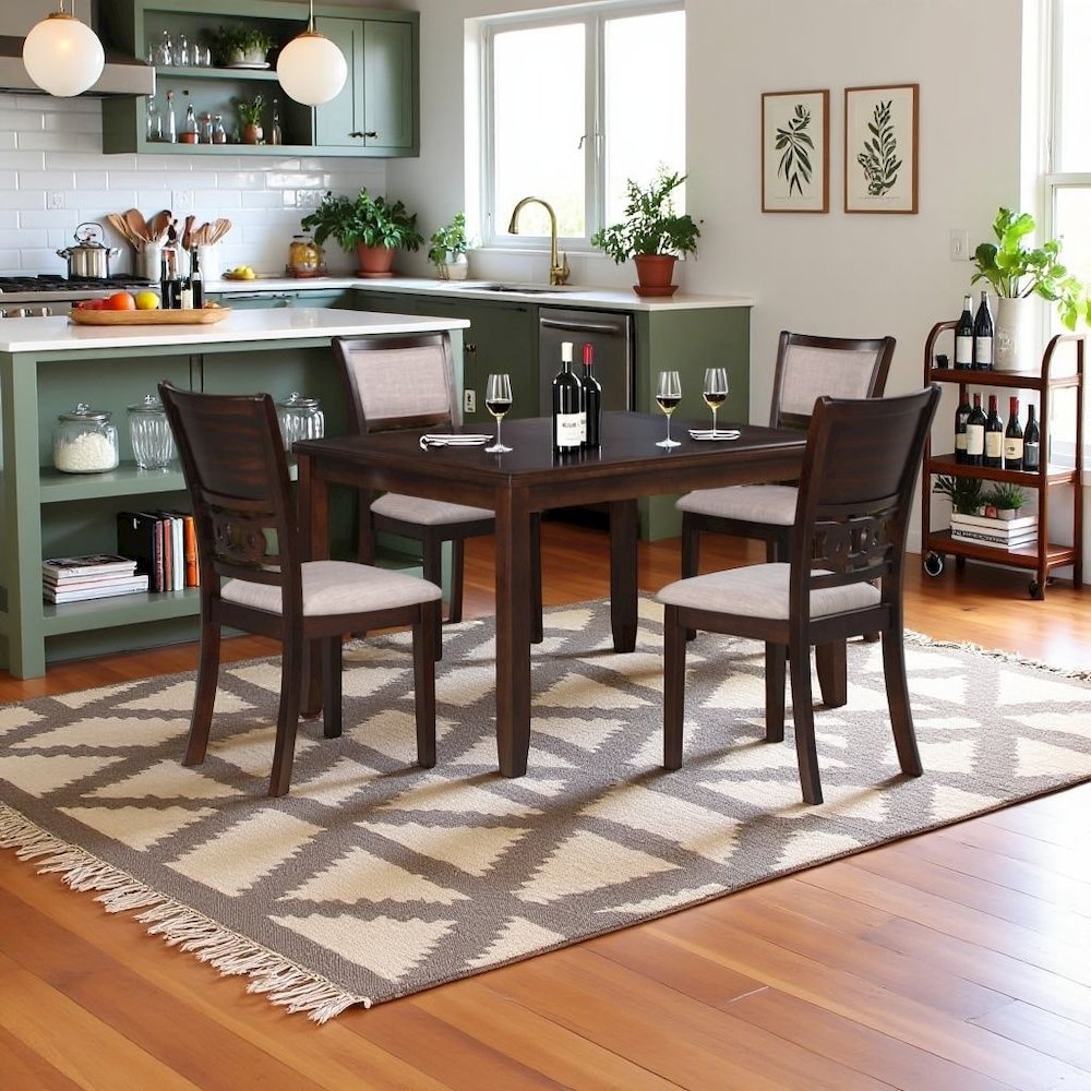 Wood Square Dining Table Set for 4 – Small Kitchen Table Set in Brown. Picture 5
