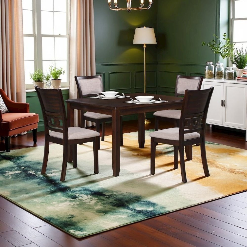 Wood Square Dining Table Set for 4 – Small Kitchen Table Set in Brown. Picture 6