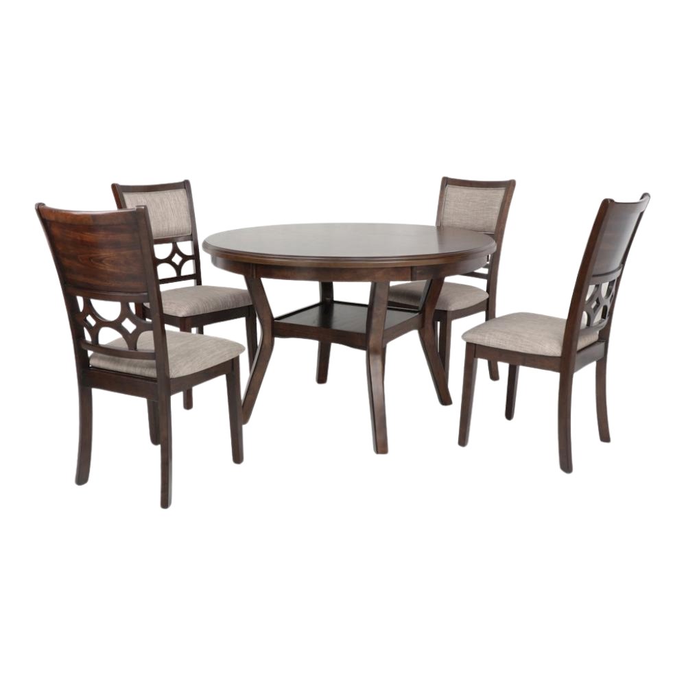 Cherry Round Dining Table Set for 4 – Kitchen Table and Chairs Set. Picture 1
