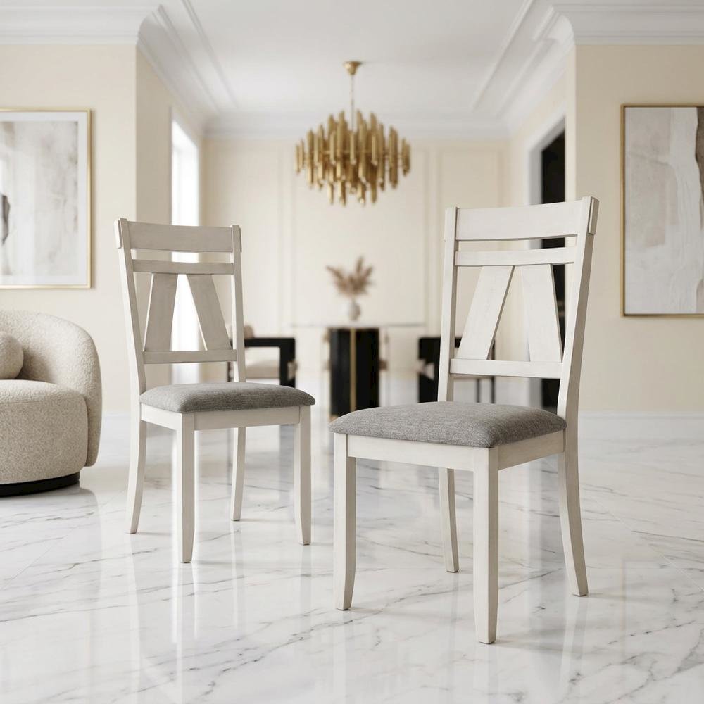 Solid Rubberwood Traditional Dining Chairs for Kitchen, Brown, Set of 2. Picture 2