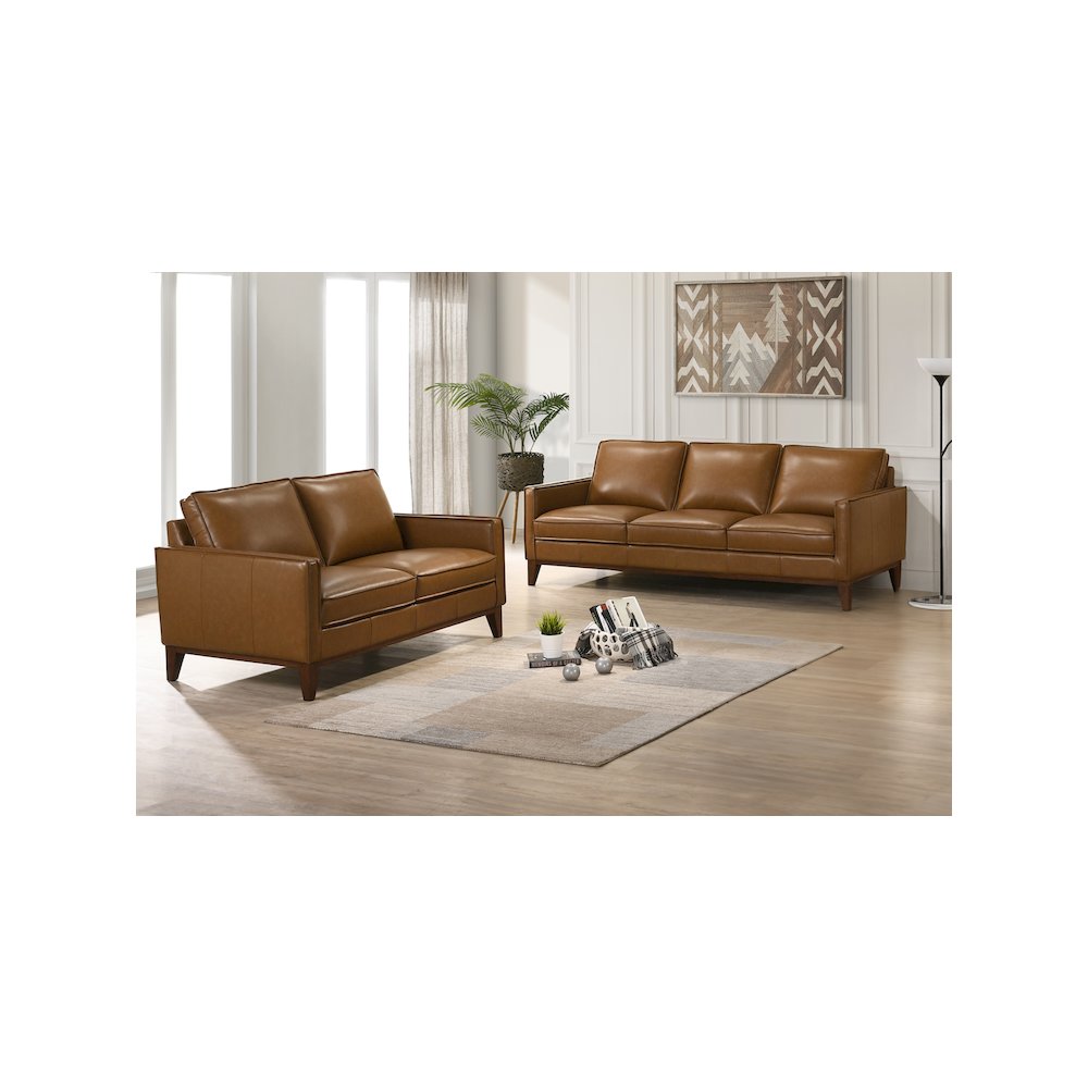 Caspar 2-Piece Leather Living Room Set, Caramel. Picture 8