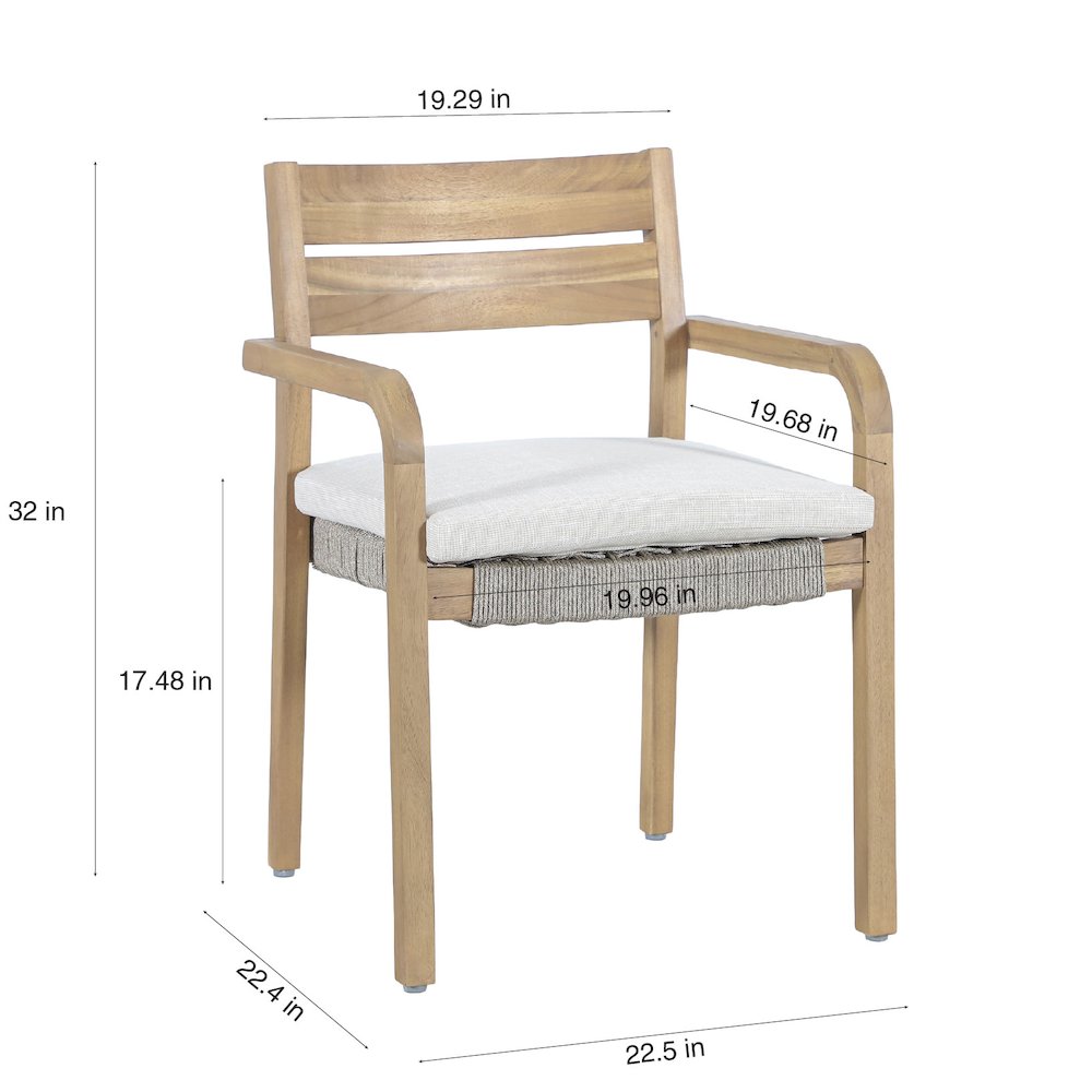 Arden 5-Piece Wood Outdoor Dining Set in Natural. Picture 15