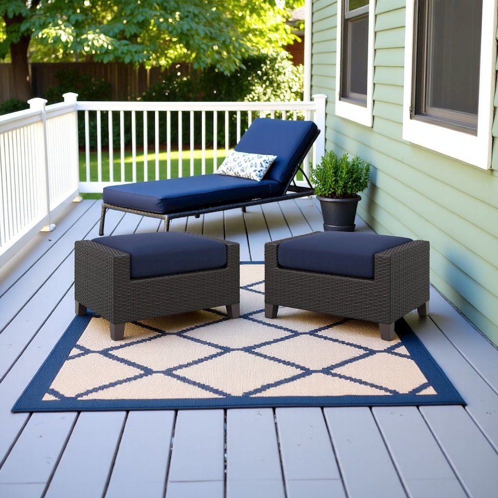 Brown Outdoor Ottoman Set of 2, Foot Rest Ottomans for Patio Use. Picture 3