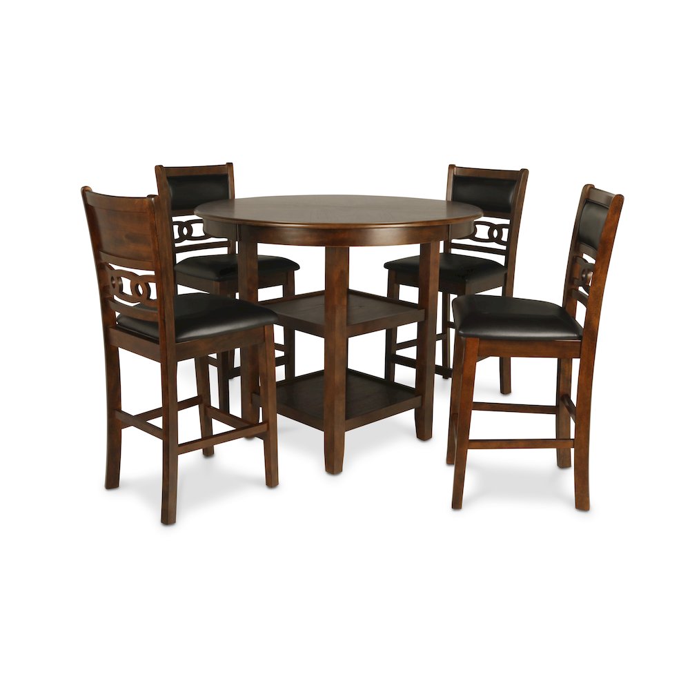 Gia 5-Piece Transitional Wood Dining Set in Brown. Picture 1