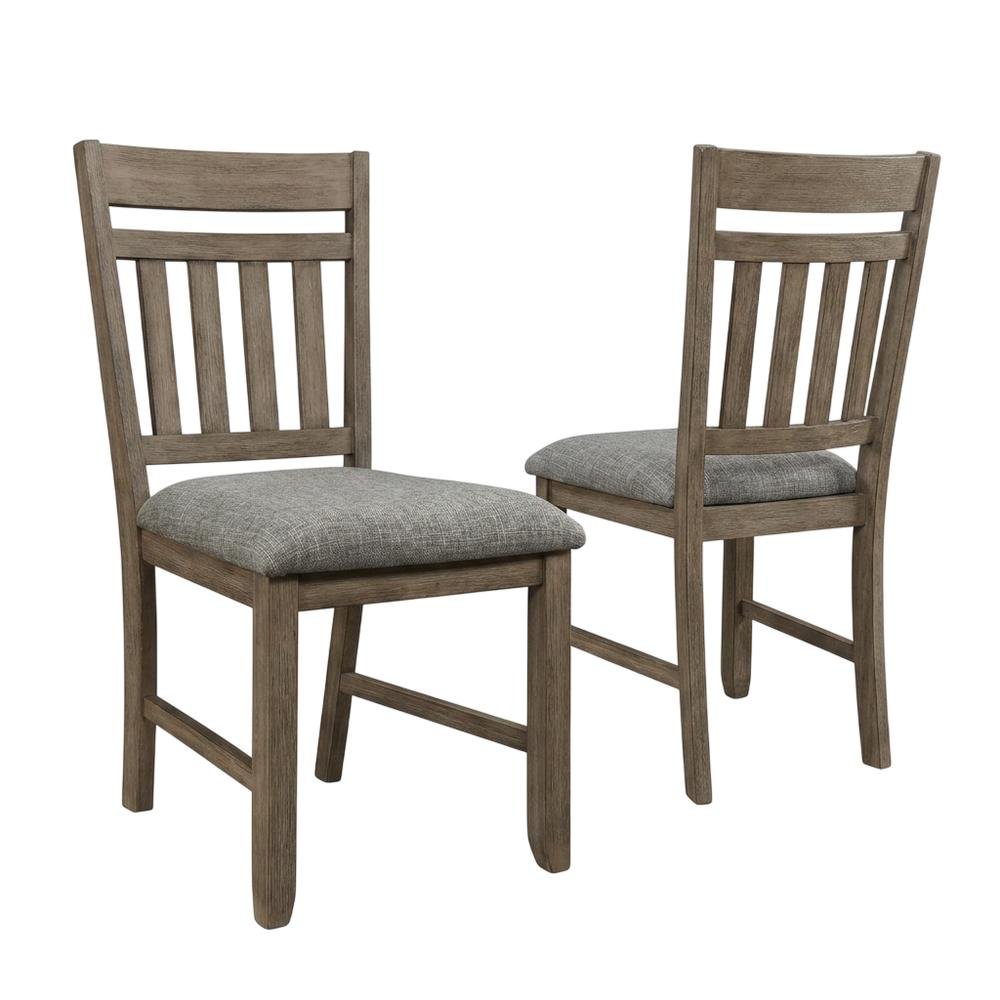 Solid Wood Upholstered Dining Chair for Kitchen and Dining Room, Brown, Set of 2. Picture 1