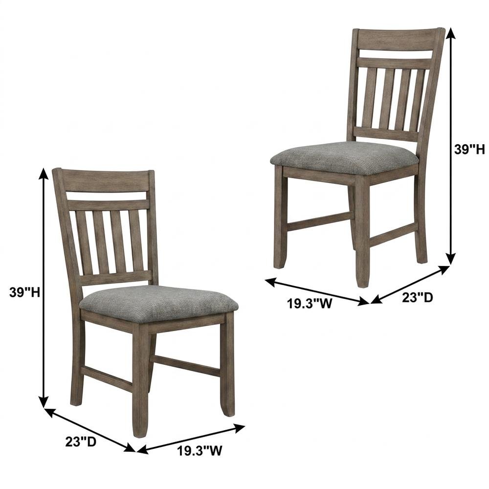 Solid Wood Upholstered Dining Chair for Kitchen and Dining Room, Brown, Set of 2. Picture 5