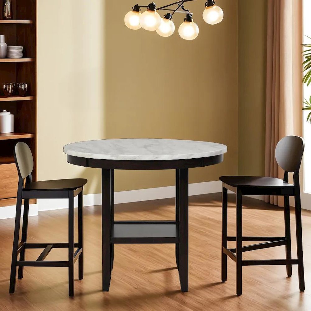 Round Wood Counter Table in Espresso Brown, Ideal for Dining Spaces. Picture 4