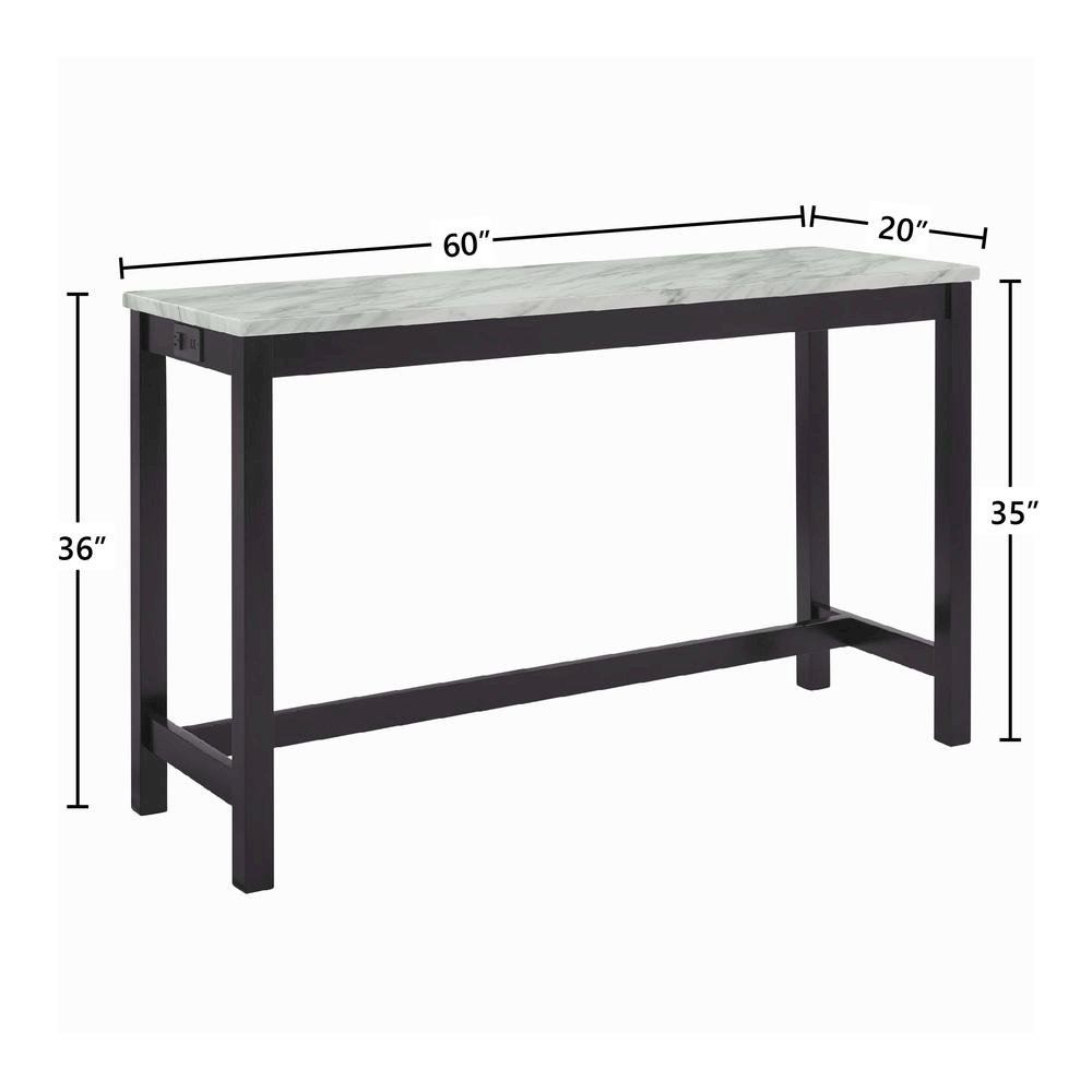 Bar Table Set, Console Table with Stools, Wood Sofa Table with Stools Black. Picture 14