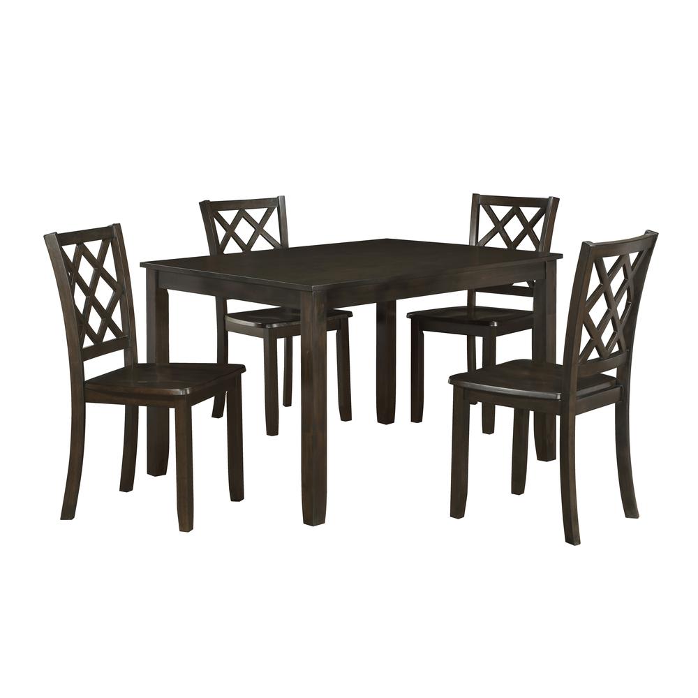 Trellis 5 Pc Dining Set, Table & 4 Chairs -  Brown. Picture 3