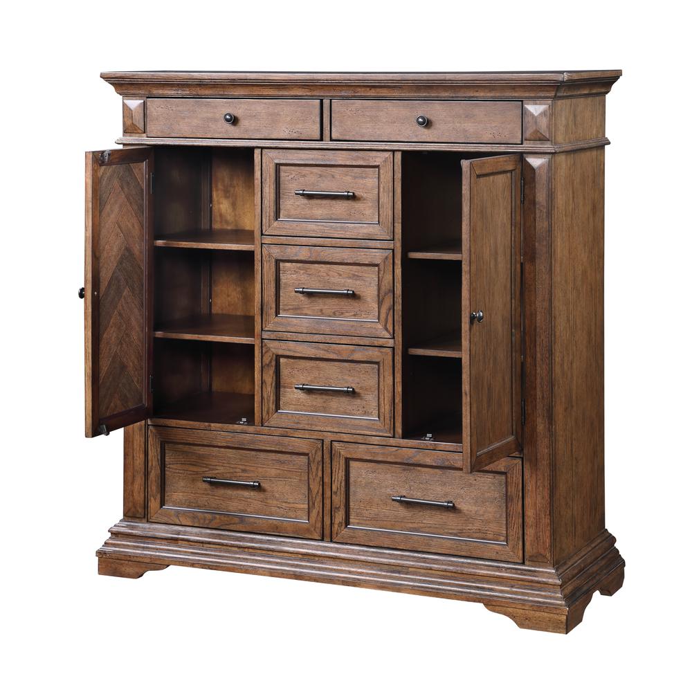 Furniture Mar Vista Solid Wood 6-Drawer Door Chest in Brushed Walnut. Picture 4