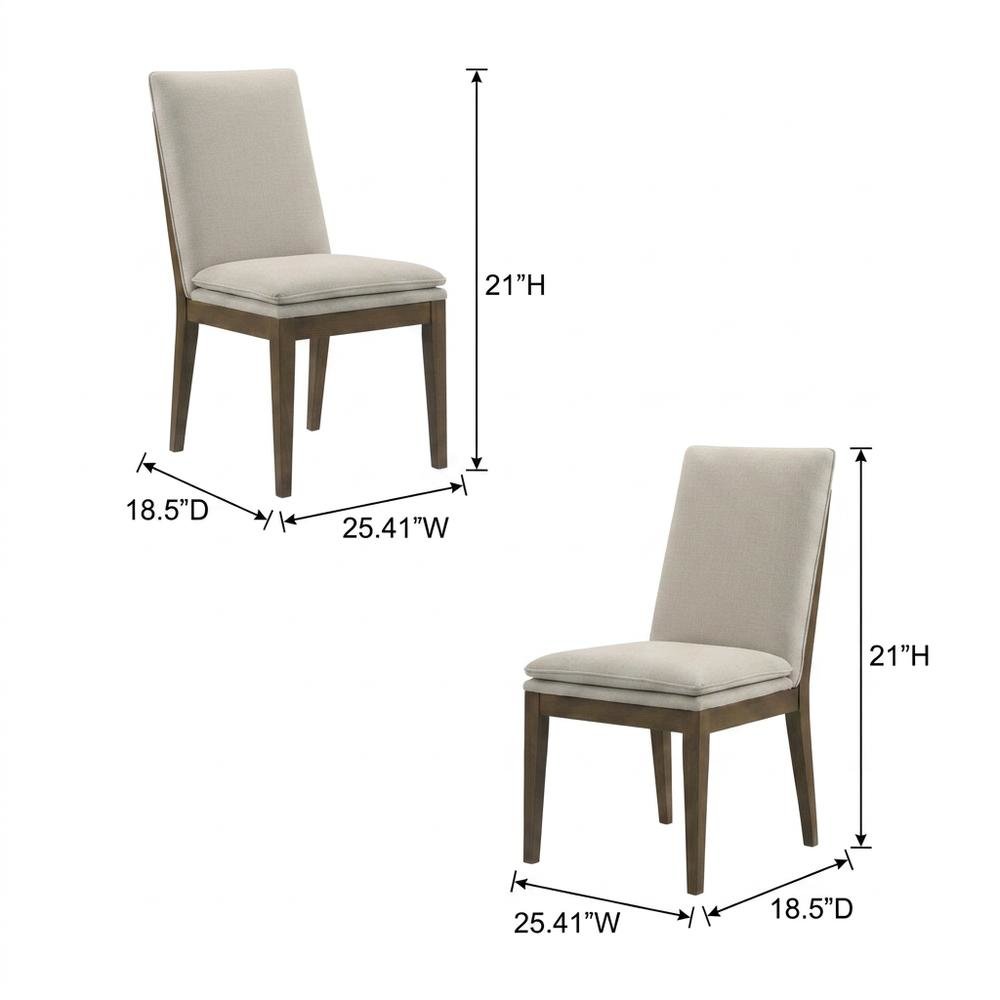 Upholstered Dining Chair with Cushion, Walnut-Leg Wood Kitchen Chairs, Set of 2. Picture 5