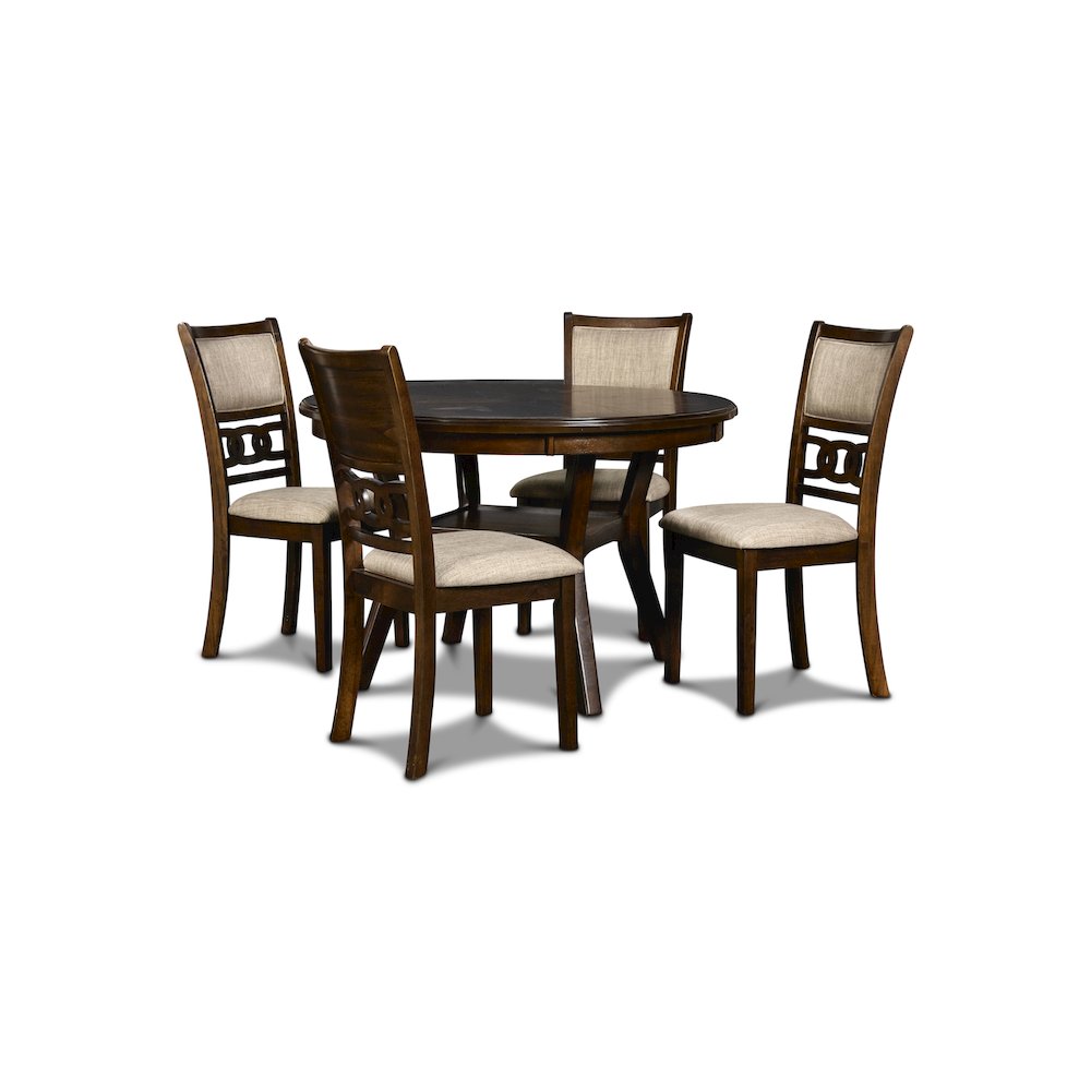 Gia 5-Piece 47" Wood Round Dining Set, Cherry. Picture 1