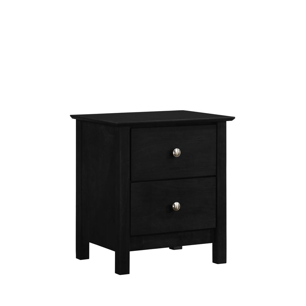 Zodiac 2 Drawer Nightstand-Black. Picture 1