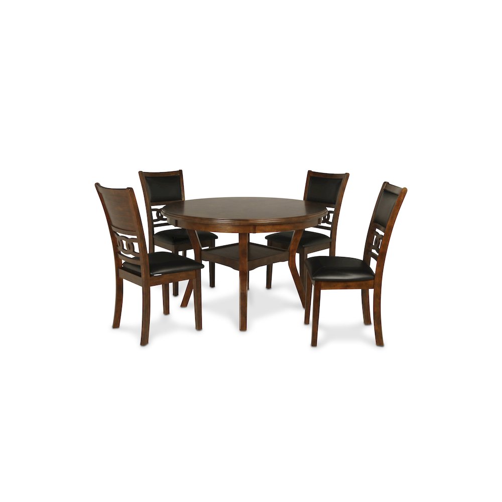 Gia 5-Piece 47" Wood Round Dining Set, Brown. Picture 1