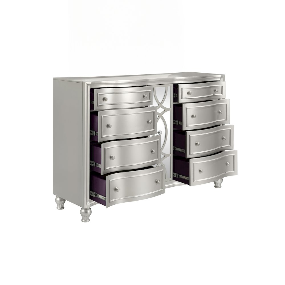 Reflections Wood 8-Drawer Dresser, Silver. Picture 3