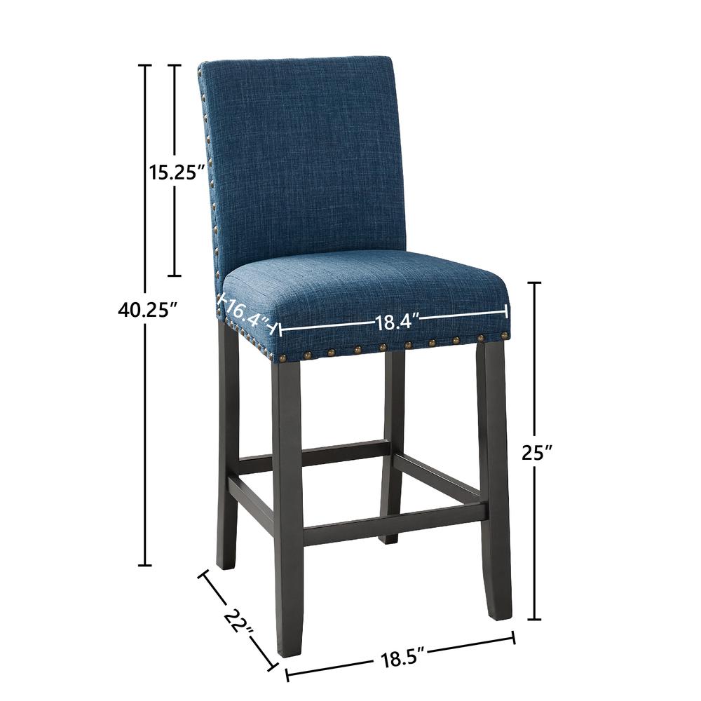 Furniture Crispin 25" Fabric Counter Chairs in Blue (Set of 2). Picture 5