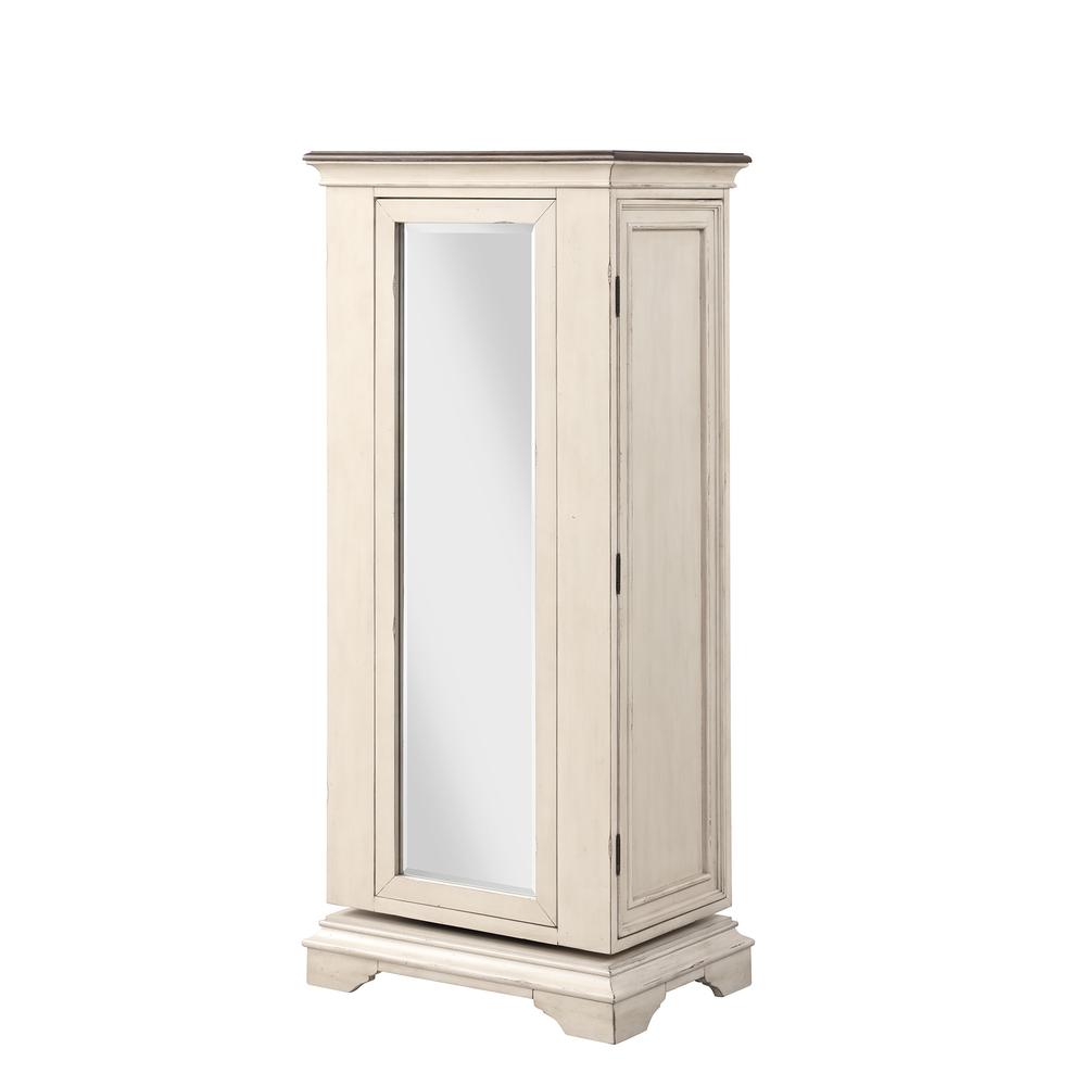 Furniture Anastasia 6-Drawer Wood Chest with Mirror in Ant White. Picture 4