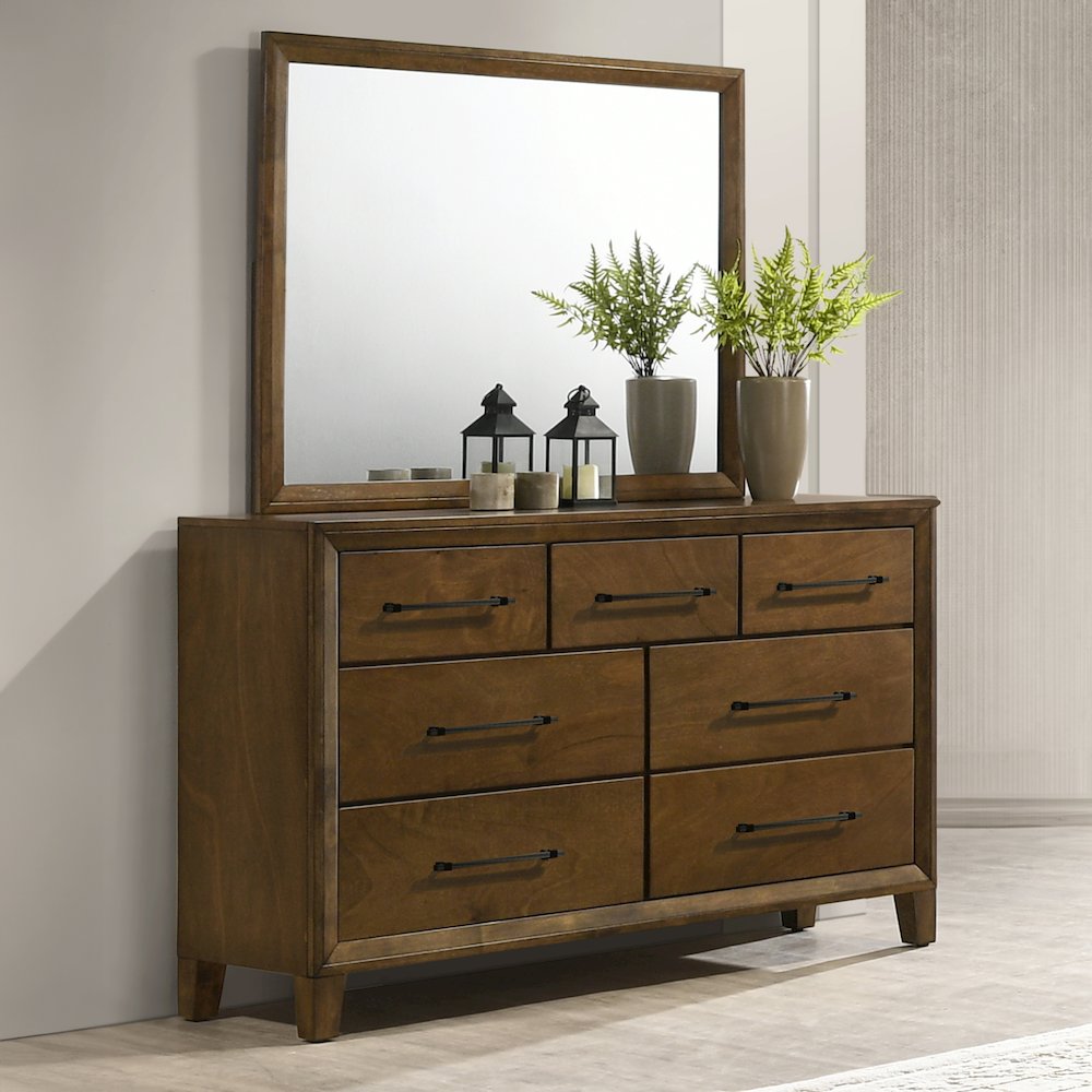 Ballard 2-Piece Wood Dresser Mirror Set in Walnut Brown. Picture 7