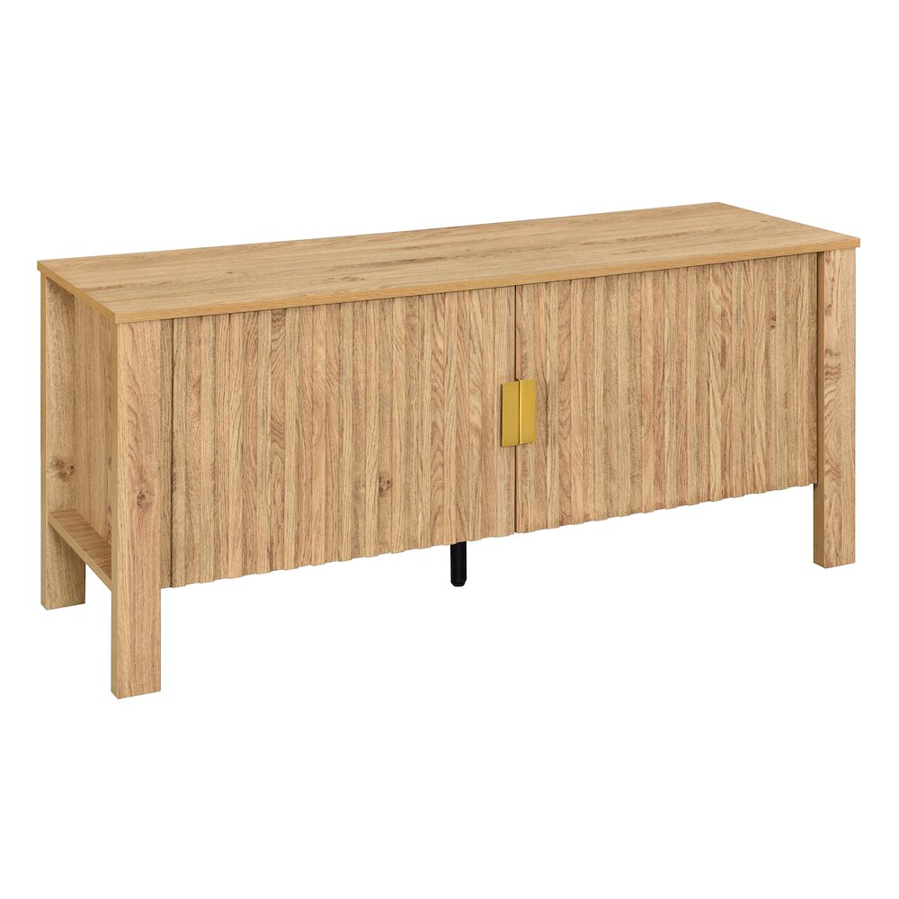 Thayer Wood TV Console with Two Doors in Natural/Beige. Picture 1