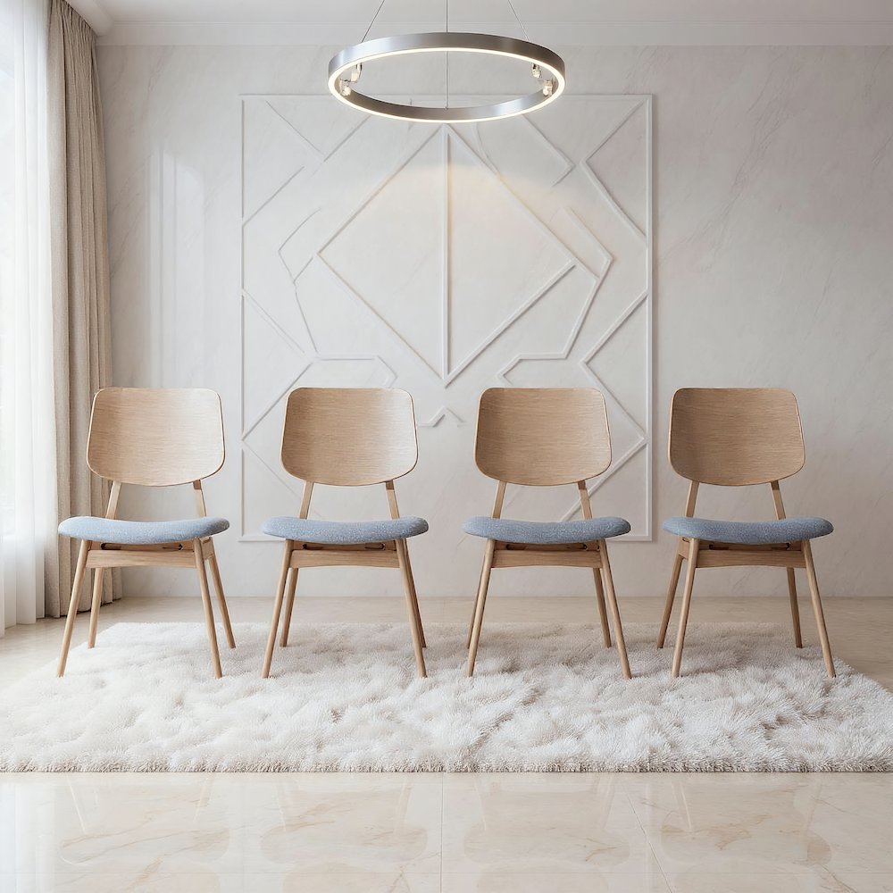 Oscar Wood Dining Chair in White Ash/Gray (Set of 4). Picture 2