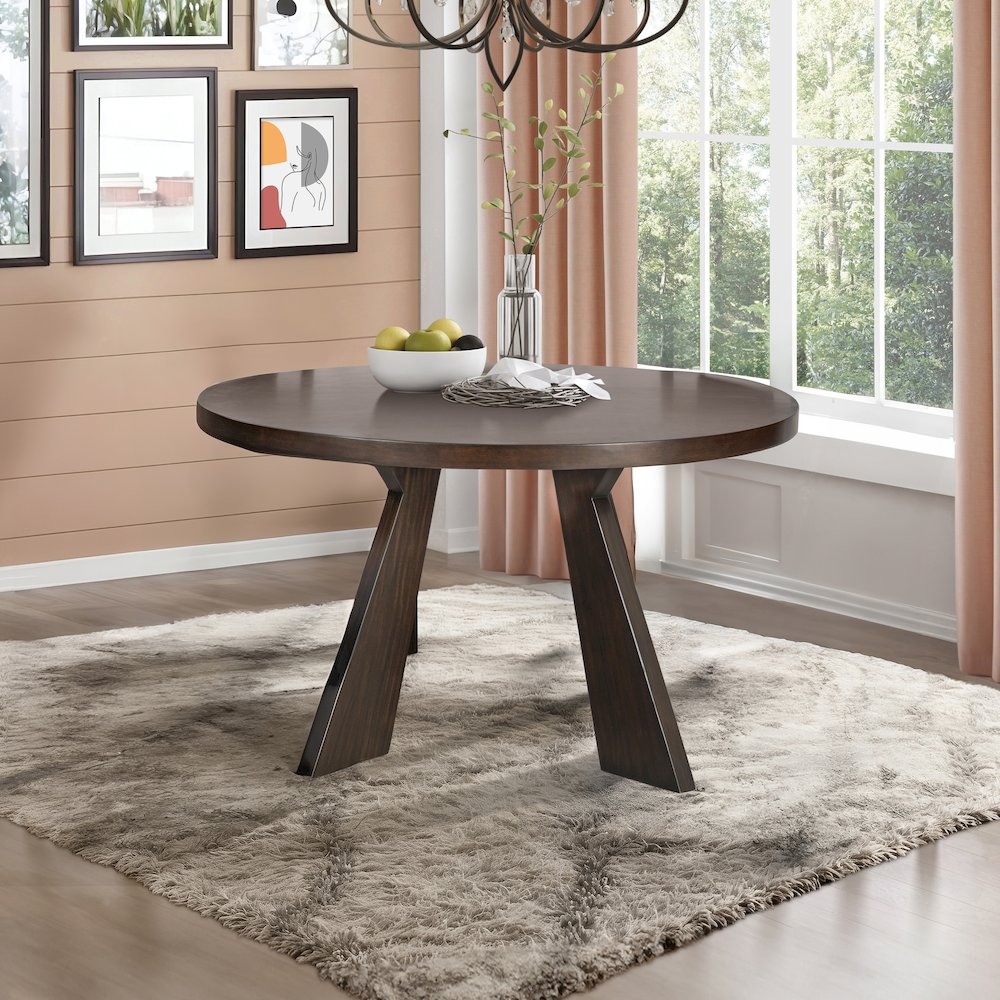 Chestnut Ridge 47" Wood Round Table in Brown. Picture 5