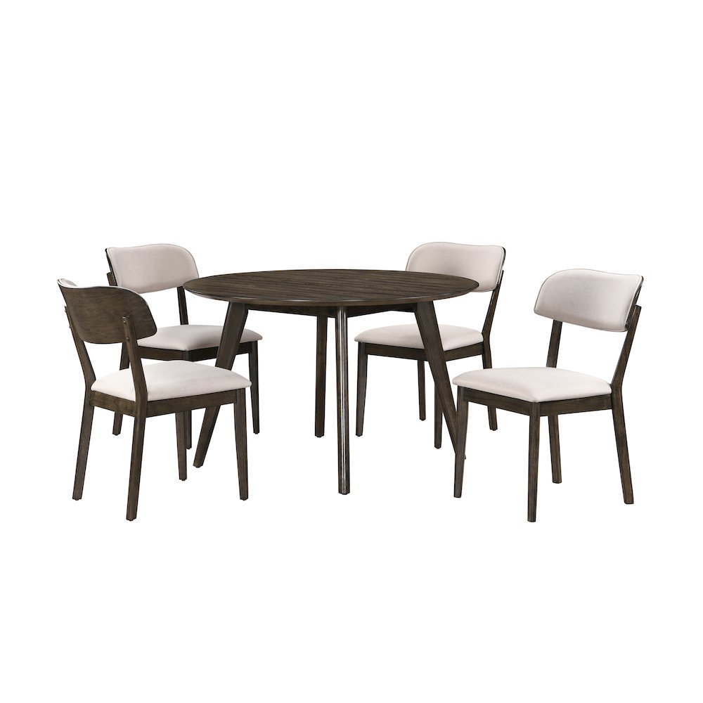Rex 5-Piece Wood Round Dining Set, Walnut. Picture 1