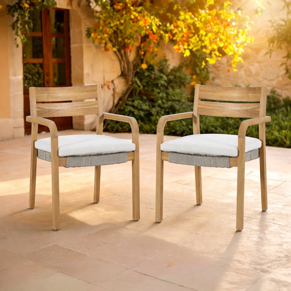 Arden Wood Patio Dining Chair in Natural (Set of 2). Picture 2