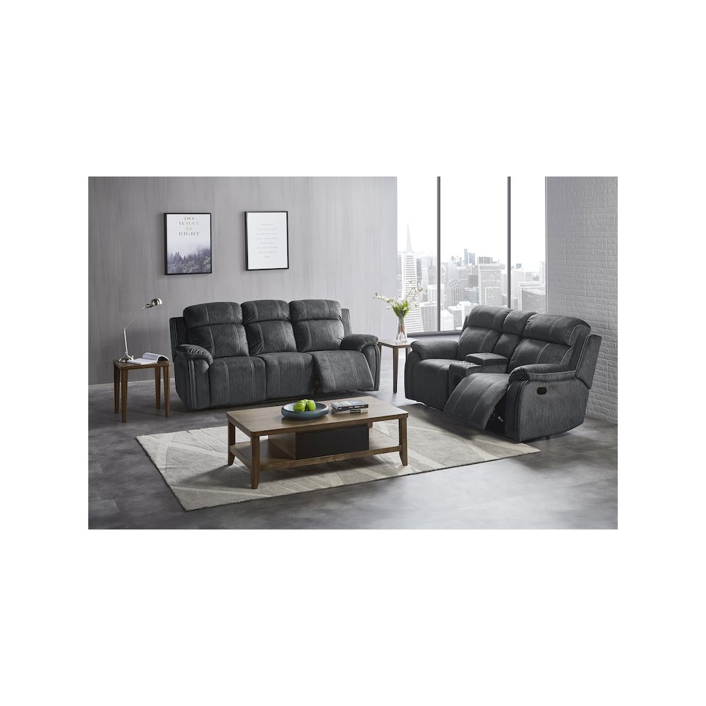 Tango 2-Piece Fabric Manual Living Room Set, Shadow Gray. Picture 4