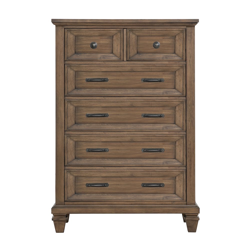 Mariana Wood 5-Drawer Chest, Vintage Mocha. Picture 1