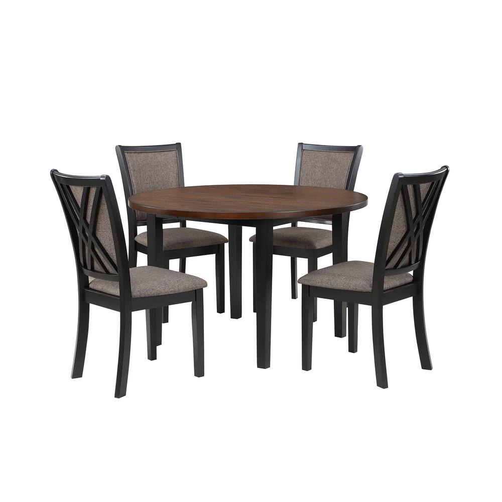 Potomac 48" Round Dining Table & 4 Chairs-Brown/Black. Picture 5