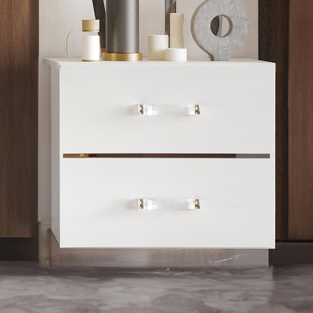 Europa Wood 2-Drawer Nightstand, White. Picture 7