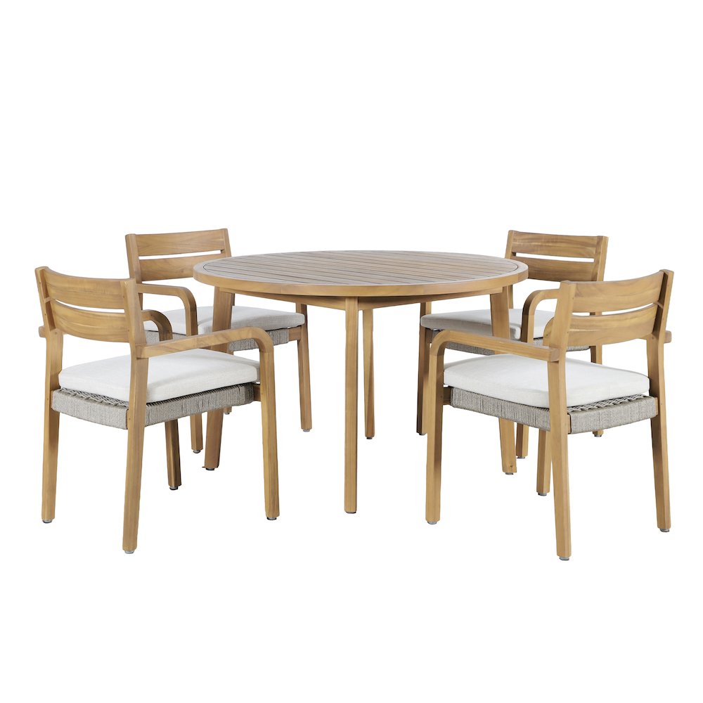Arden 5-Piece Wood Outdoor Dining Set in Natural. Picture 1