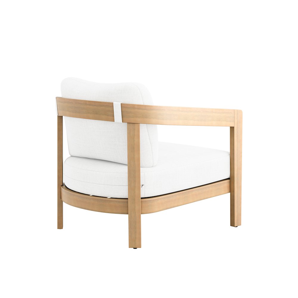 Wesley 3-pc Wood Patio Conversation Set in Natural/White. Picture 4