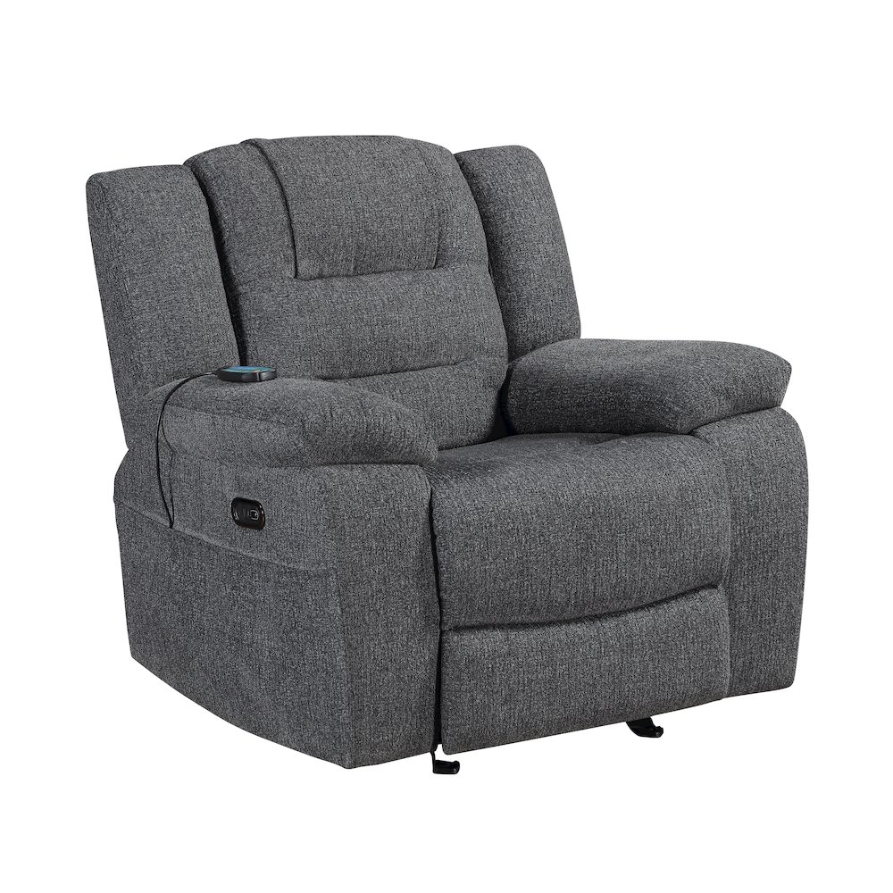 Redondo Chenille Glider Recliner with Power in Dark Gray. Picture 1