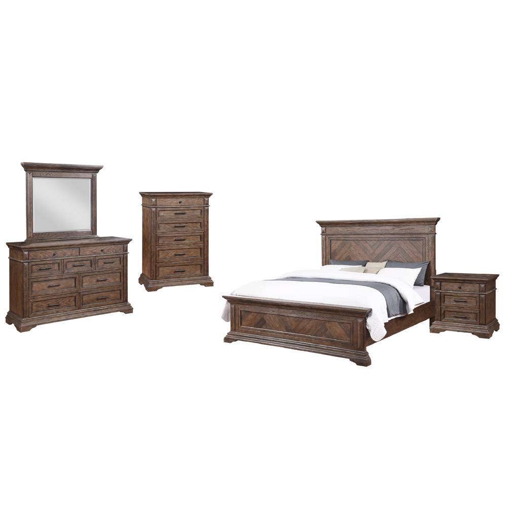 Furniture Mar Vista 5-Piece King Wood Bedroom Set in Walnut. Picture 1