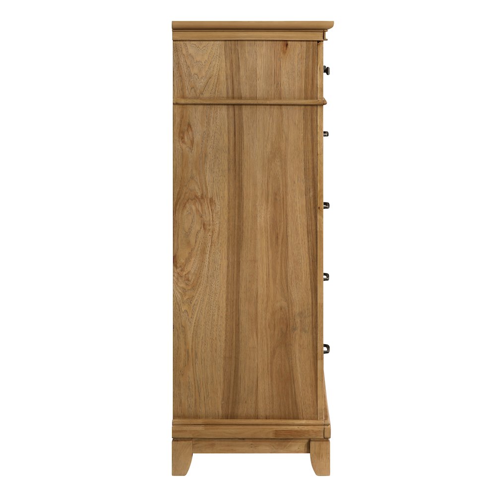 Sunstone Wood 5-Drawer Chest in Honey Brown. Picture 4