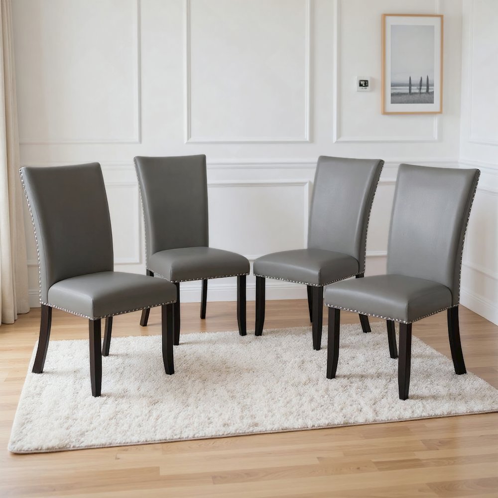 Lyra Wood Dining Chair in Gray (Set of 4). Picture 2