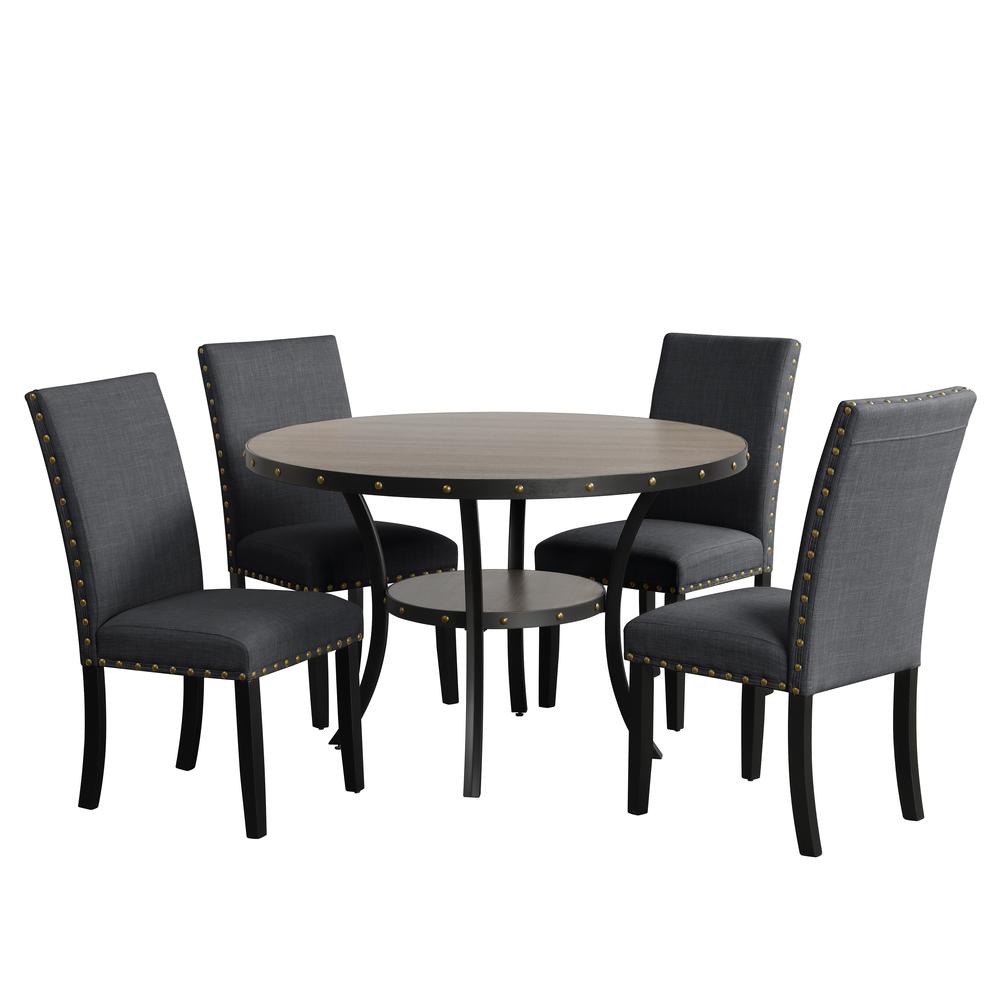 Furniture Crispin 48" Round Melamine Wood Dining Table in Gray. Picture 3