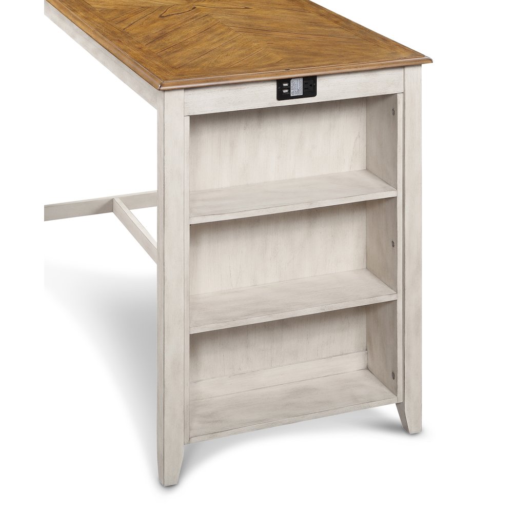 Amy 5 Pc 60" Counter Storage Table+Chairs- Bisque/Brown. Picture 7