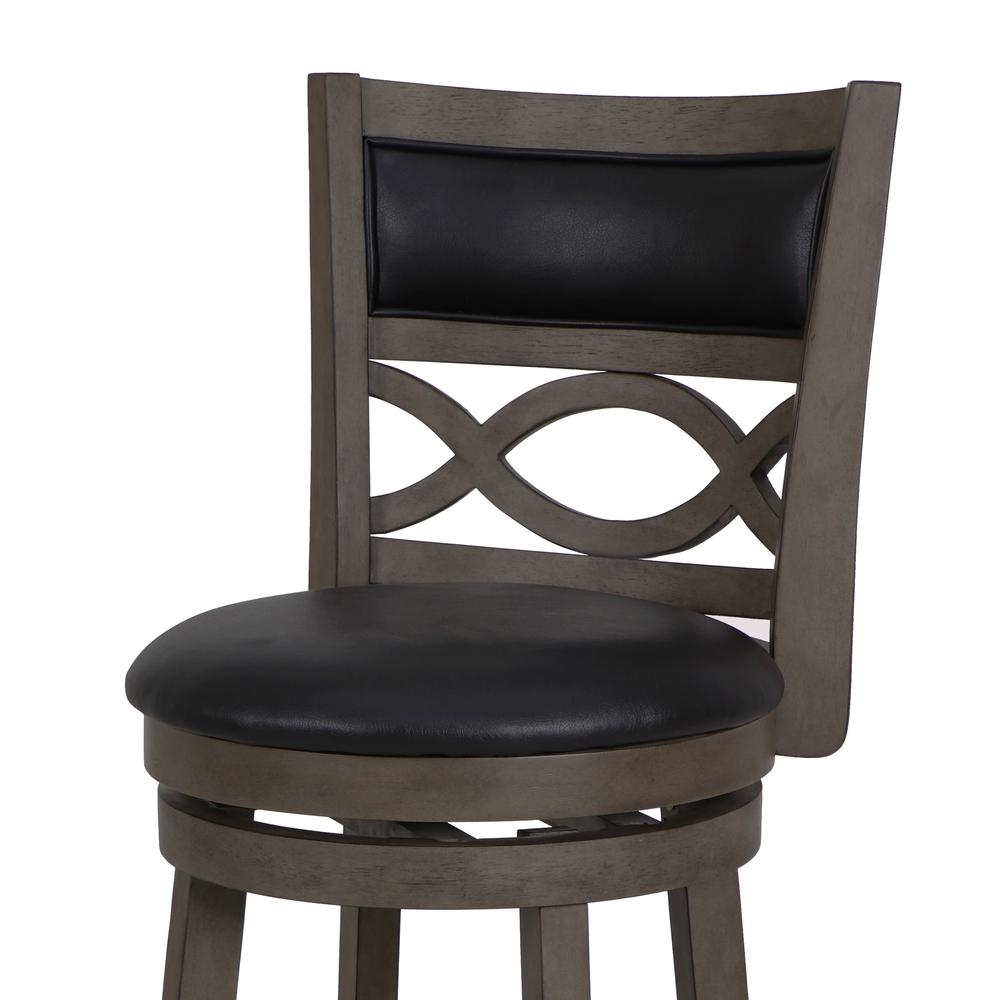 Manchester 24" Wood Counter Stool with Black PU Seat in Ant Gray. Picture 4