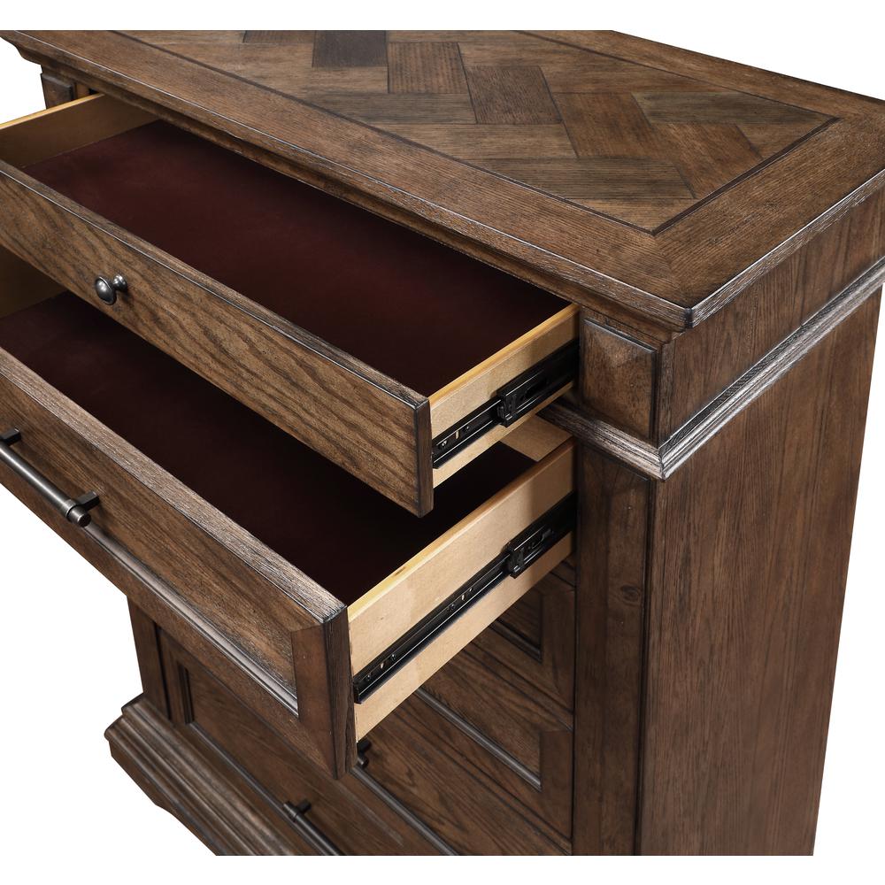 Furniture Mar Vista Solid Wood 6-Drawer Chest in Brushed Walnut. Picture 5