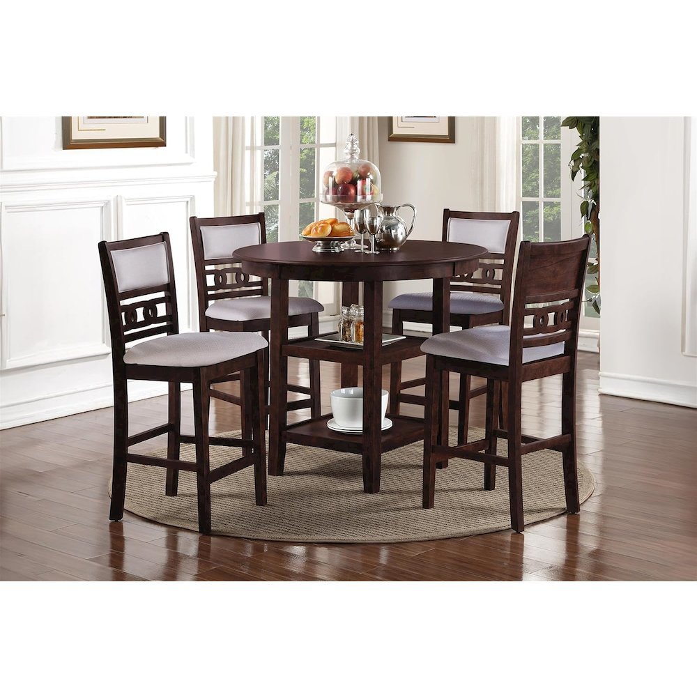 Gia 5-Piece Transitional Wood Dining Set in Cherry. Picture 2