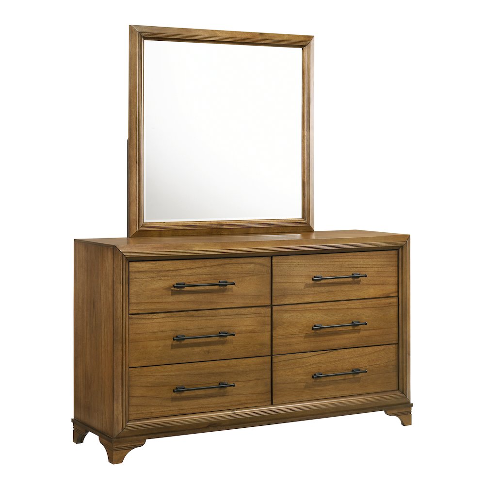 Talcott 2-Piece Wood Dresser and Mirror Set in Honey/Brown. Picture 1